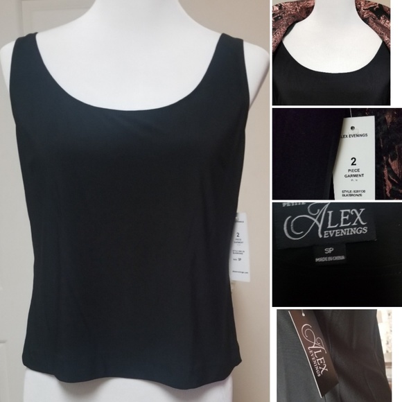 ποΈβ¬οΈπHOST PICKπ Alex Evenings Floral Metallic Jacquard Stand Collar Twinset - Picture 7 of 9